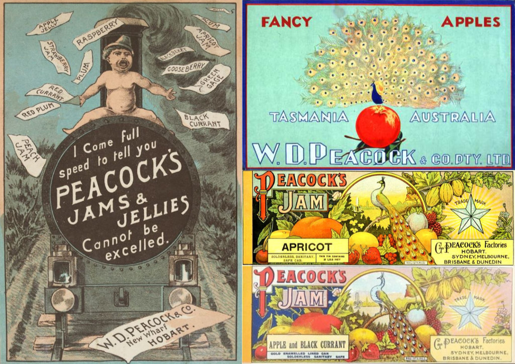 A collage of old jam advertisements