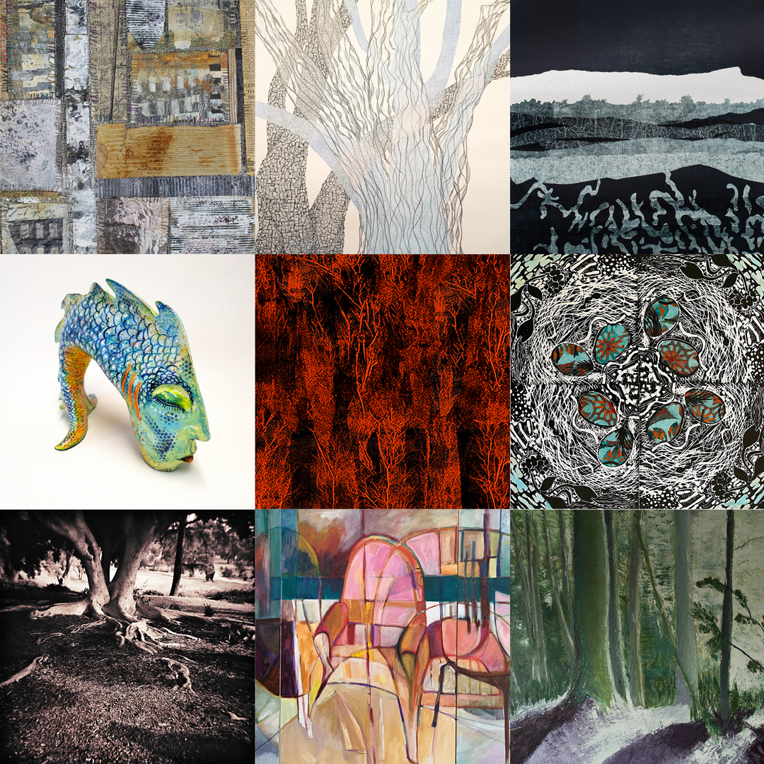 Artworks by (Left to Right, from Top) : Sandra Champion, Deb St Leger, Julie Todd, Lynn Hasenkam, Anna Brooks, Prue Hutton, David Walker, Jan Peacock, James McAlpine.