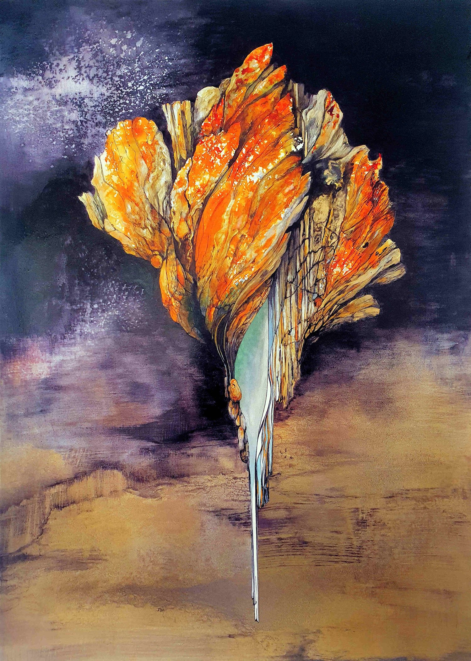 Julie Stoneman/Quartzite Bloom - Boat Harbour Escarpment/Ink on Paper/Framed