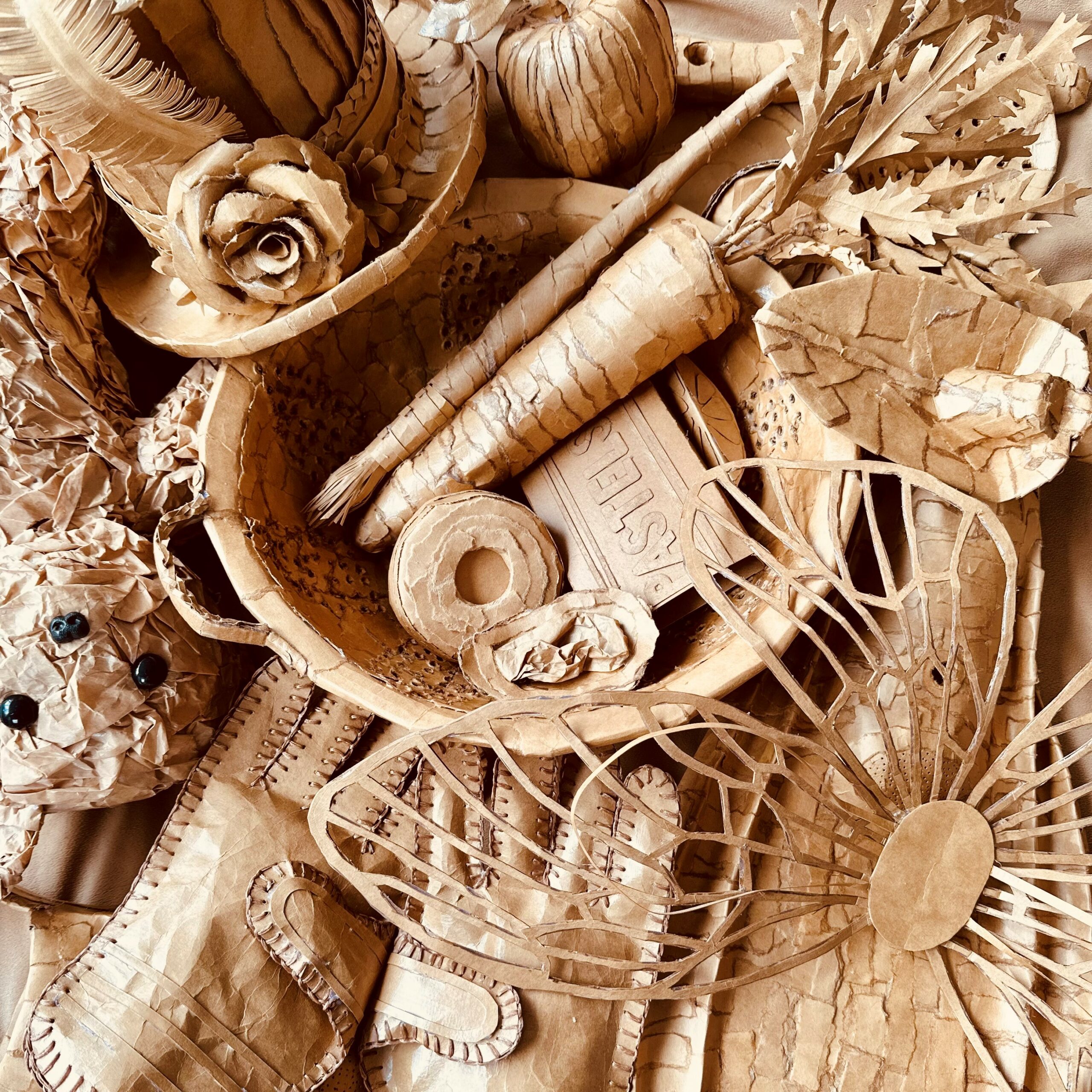 Lorenz Cherry  'Material Desires' 2024, Cardboard, wire, wood