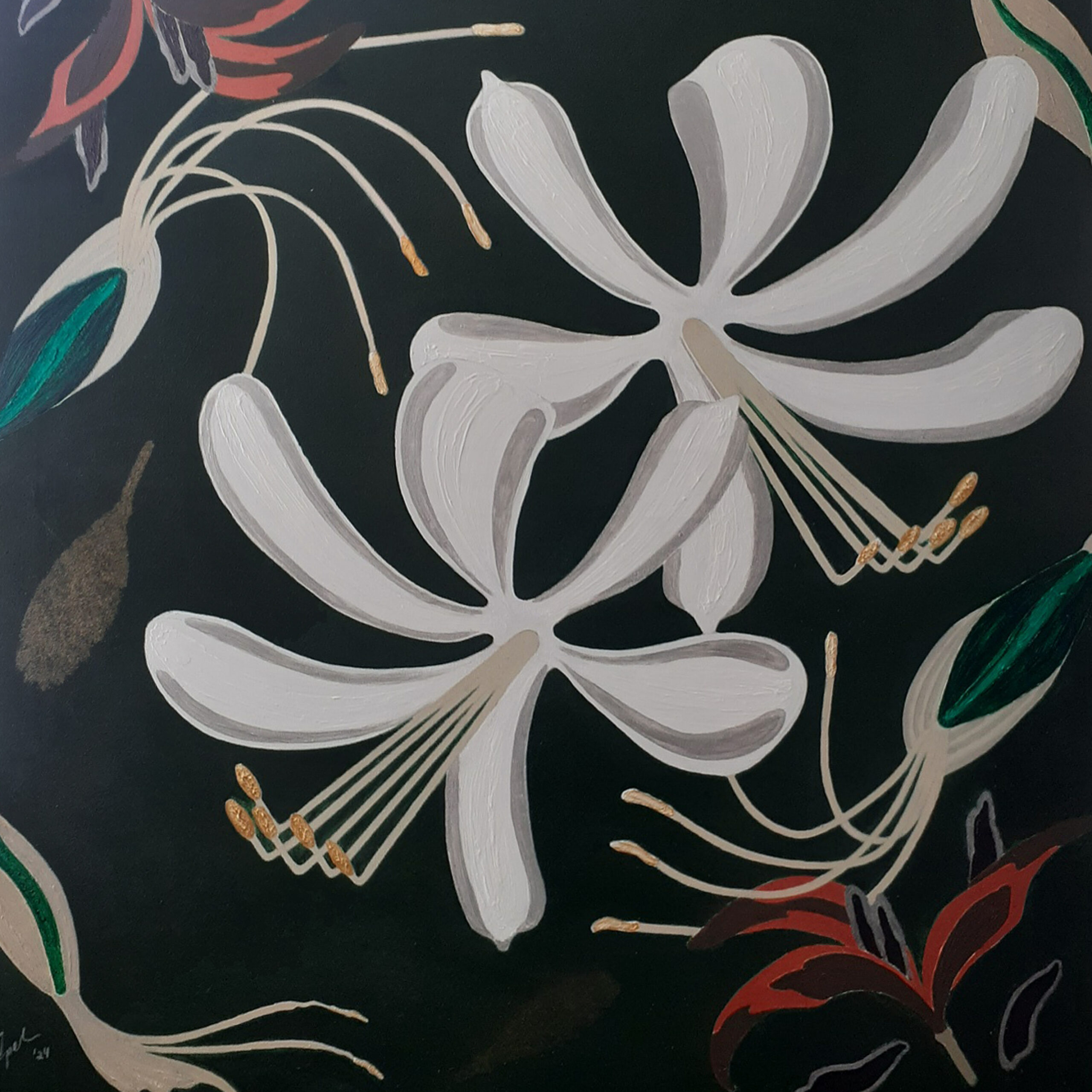 Bert Aperloo. Agapanthus Circle. Acrylic on canvas. 100 x 120cm.
