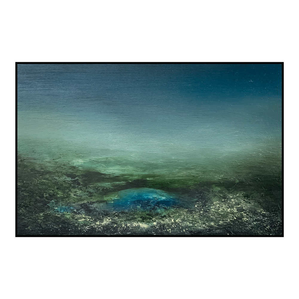 Sam Wilkinson. Ripples Through The Horizon (2024). Oil on Board. 28cm x 42cm