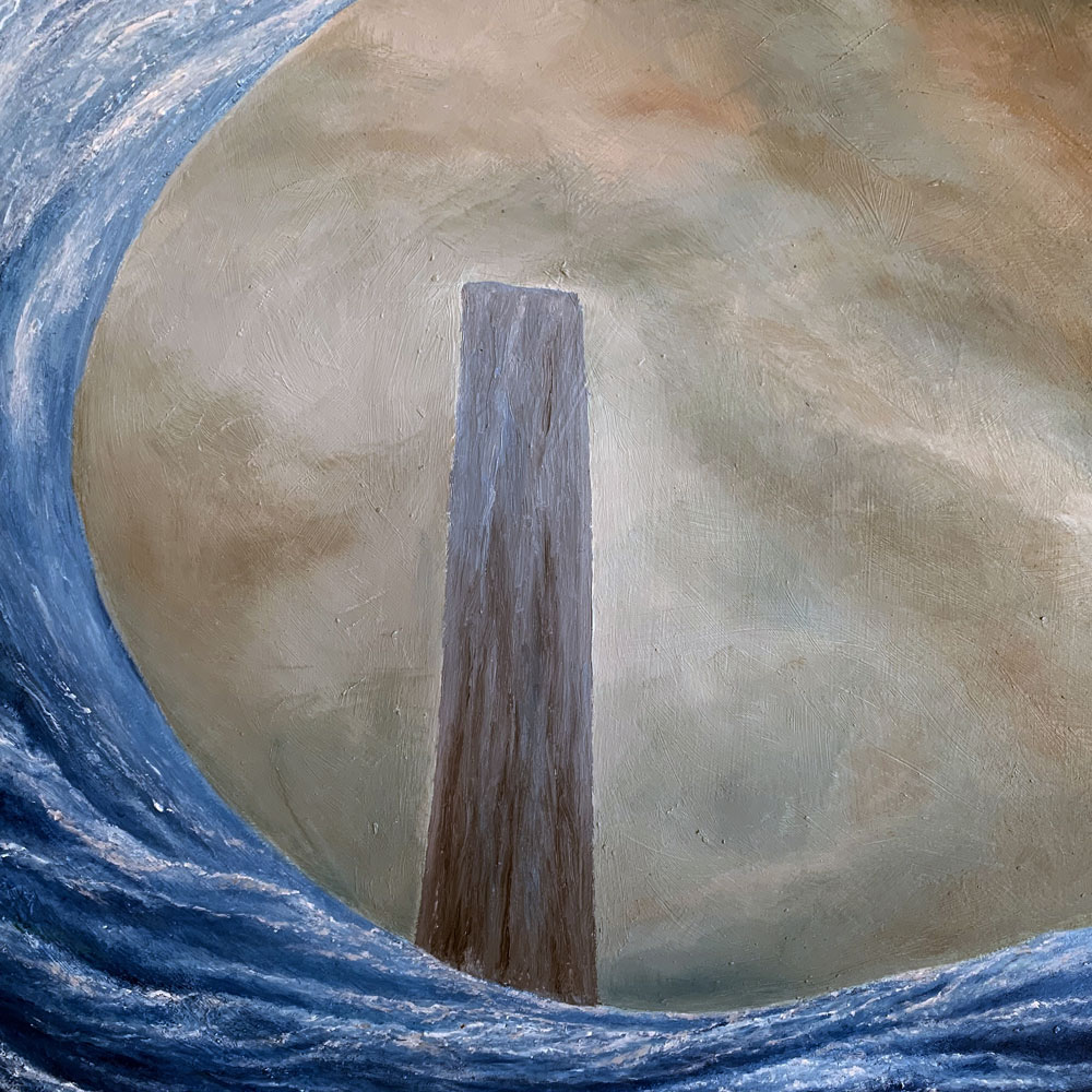 Steve Hargreaves. Breaking Wave Pedra Branca. Oil on Canvas.  30cm x 20cm