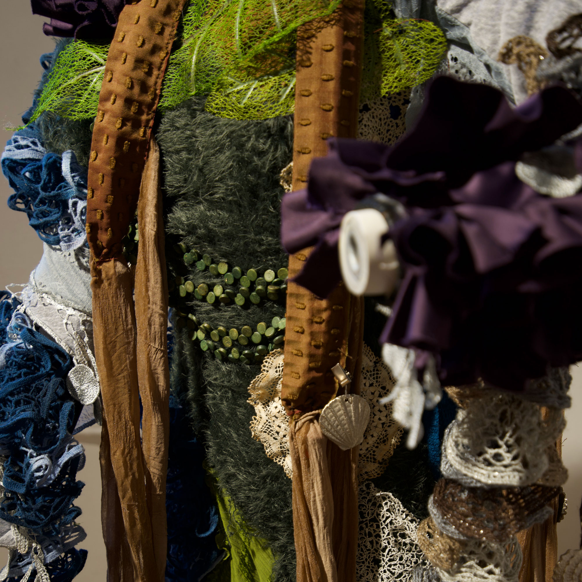 Bee Kavic. Gilly Suit (detail) (2024). Wetsuit and fabric. Photograph by Milson Barnard