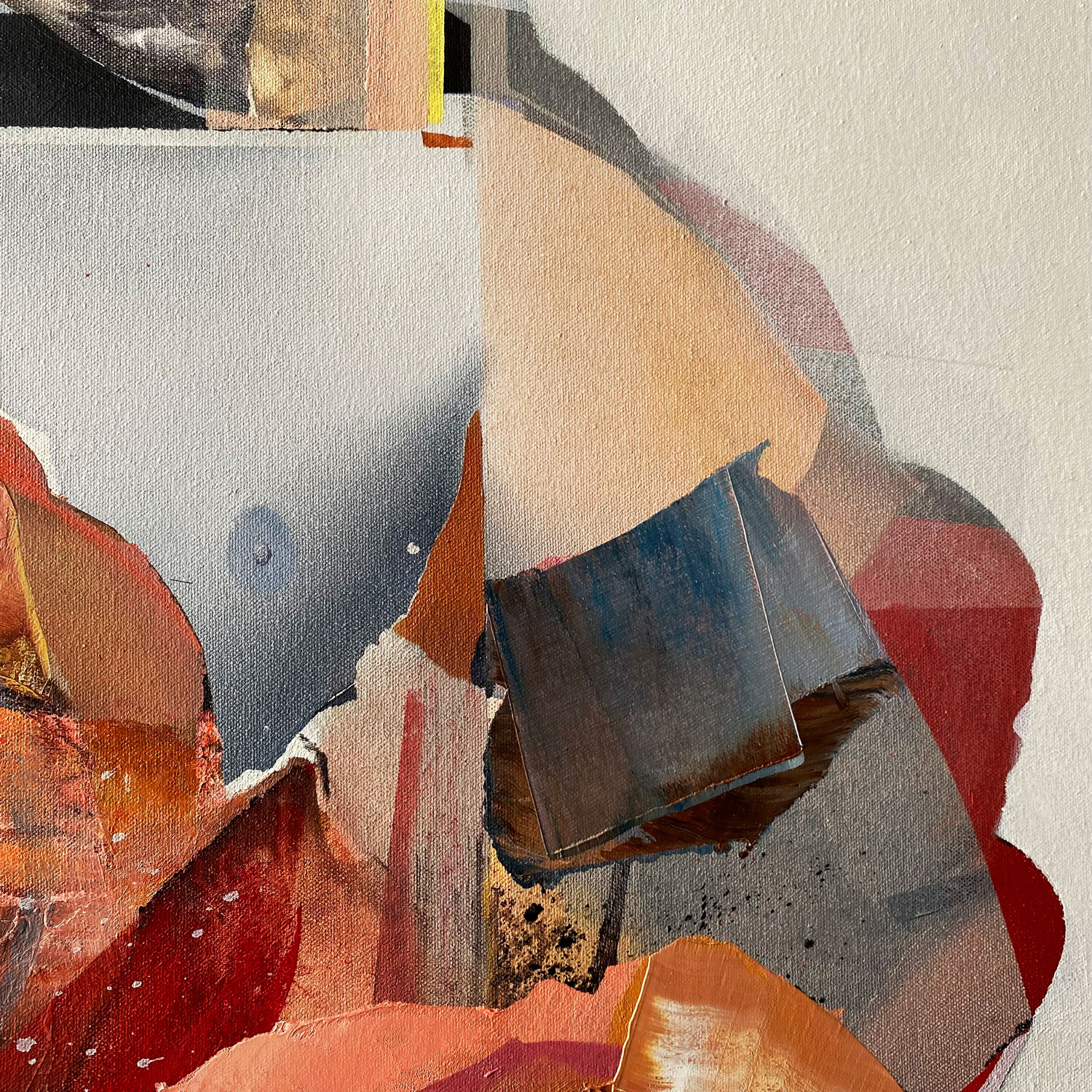 Philip James Mylecharane. Figure jumping through hoops (detail)(2025). Oil on canvas.183cm x 152cm